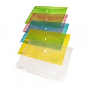 File Bags with Button Click Transparent Assorted Color
