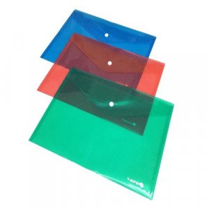  File Bags with Button Click Transparent Assorted Dark Color  