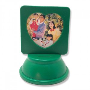 Heart-shaped frame for children with a money box