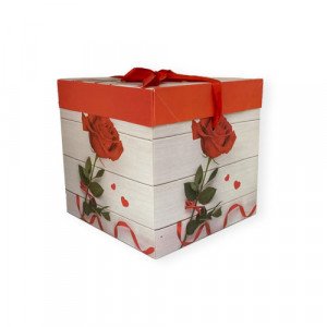 Gift Box Paper 15x15 cm Red Flower