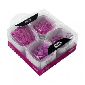 Boxes of Push Pins, Binder Clips, and Paper Clips MAS Fuchsia