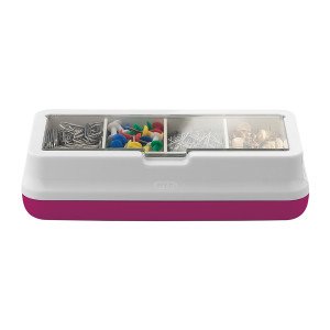  Box of Paper Clips, Pins, and Push Pins Metal Fuchsia