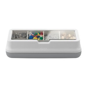  Box of Paper Clips, Pins, and Push Pins Metal Gray