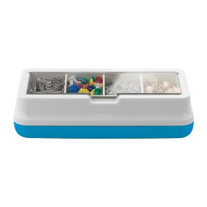  Box of Paper Clips, Pins, and Push Pins Metal Blue