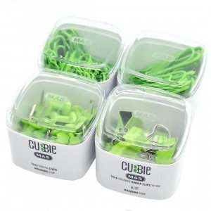 Boxes of Push Pins, Binder Clips, and Paper Clips MAS Green