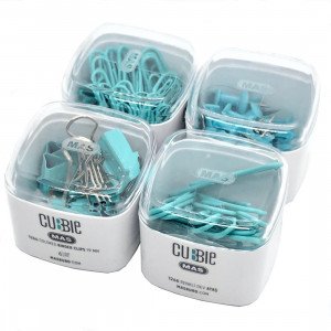 Boxes of Push Pins, Binder Clips, and Paper Clips MAS Light Blue