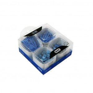 Boxes of Push Pins, Binder Clips, and Paper Clips MAS Blue