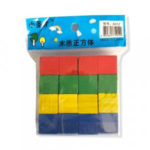 Small Wooden Cubes 16 Colored Pieces, 20 mm
