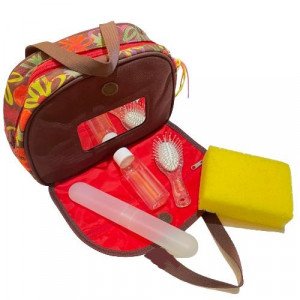 Handbag for Children with Personal Care Tools Brown and Crange