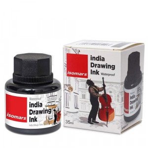 Calligraphy Pen Ink  And a Drawing of Isomars 35 mm Black