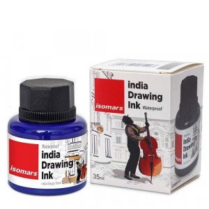 Calligraphy Pen Ink  And a Drawing of Isomars 35 mm Blue