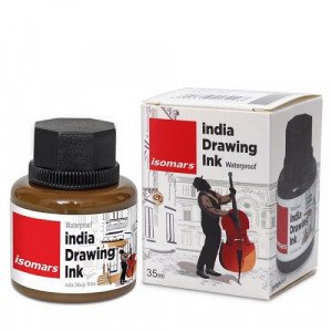 Calligraphy Pen Ink  And a Drawing of Isomars 35 mm Brown