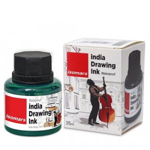 Calligraphy Pen Ink  And a Drawing of Isomars 35 mm Green