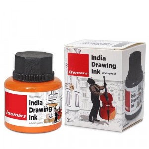 Calligraphy Pen Ink  And a Drawing of Isomars 35 mm Orange