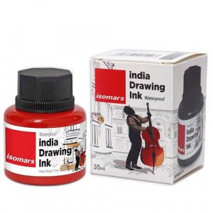 Calligraphy Pen Ink  And a Drawing of Isomars 35 mm Red