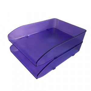 Document Tray METRO Two Tray Plastic Purple Transparent