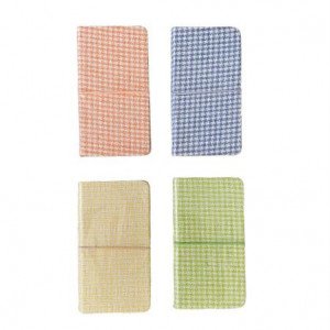 Memo Notebook 8.5x16 Cm With Rope Lined Burlap Checks Multicolored