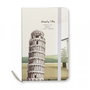 Memo Notebook 9x14 cm with Rope lined Building Shapes