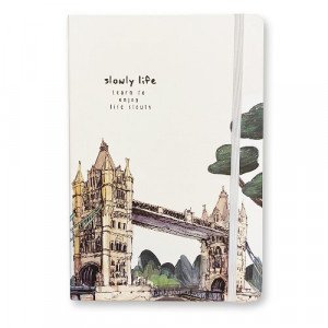Memo Notebook 14x21 cm with Rope lined Building Shapes