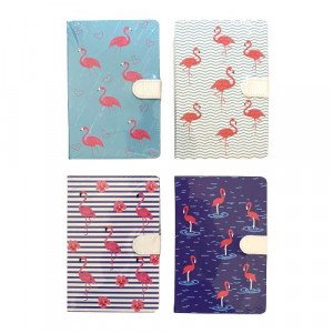 Memo Notebook 19x12 Cm With Magnetic Lock Lined Flamingo Shapes
