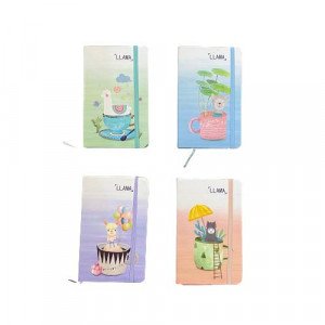 Memo Notebook 9x14 Cm With Rope Lined Llama Shapes