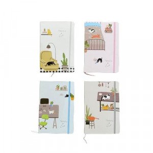 Memo Notebook 9x14 cm with Rope lined Cat Shape