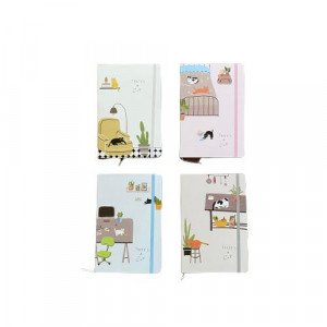 Memo Notebook 10x7 cm with Rope lined Cat Shape