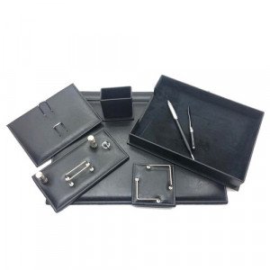 Office Set Black Luxury Leather 9 PCs Crocodile Design GULPAS 910