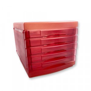 Desktop Drawers Plastic Pink Transparent 5 Drawers