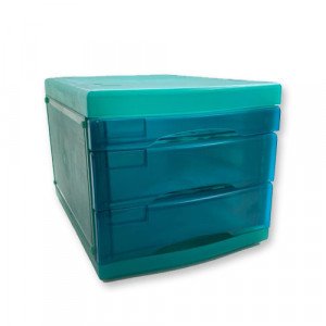 Desktop Drawers Plastic Turquoise Transparent 3 Drawers