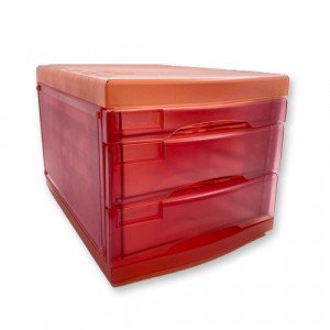 Desktop Drawers Plastic Pink Transparent 3 Drawers