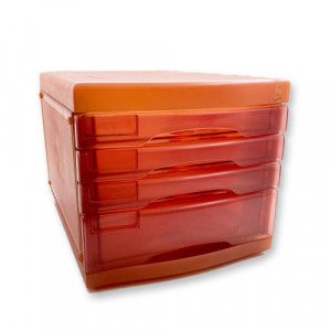 Desktop Drawers Plastic Pink Transparent 4 Drawers