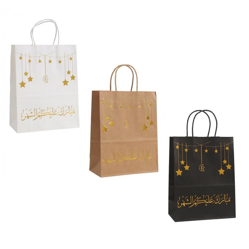 كيس هدايا ورق 8x15x21 سم مبارك عليكم الشهر عدة الوان