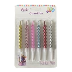 Celebration Candle Assorted Metallic Colors Set 6 Pieces 