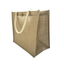 Burlap Fabric Bag 31×35×17 cm With Snap Closure Buttons