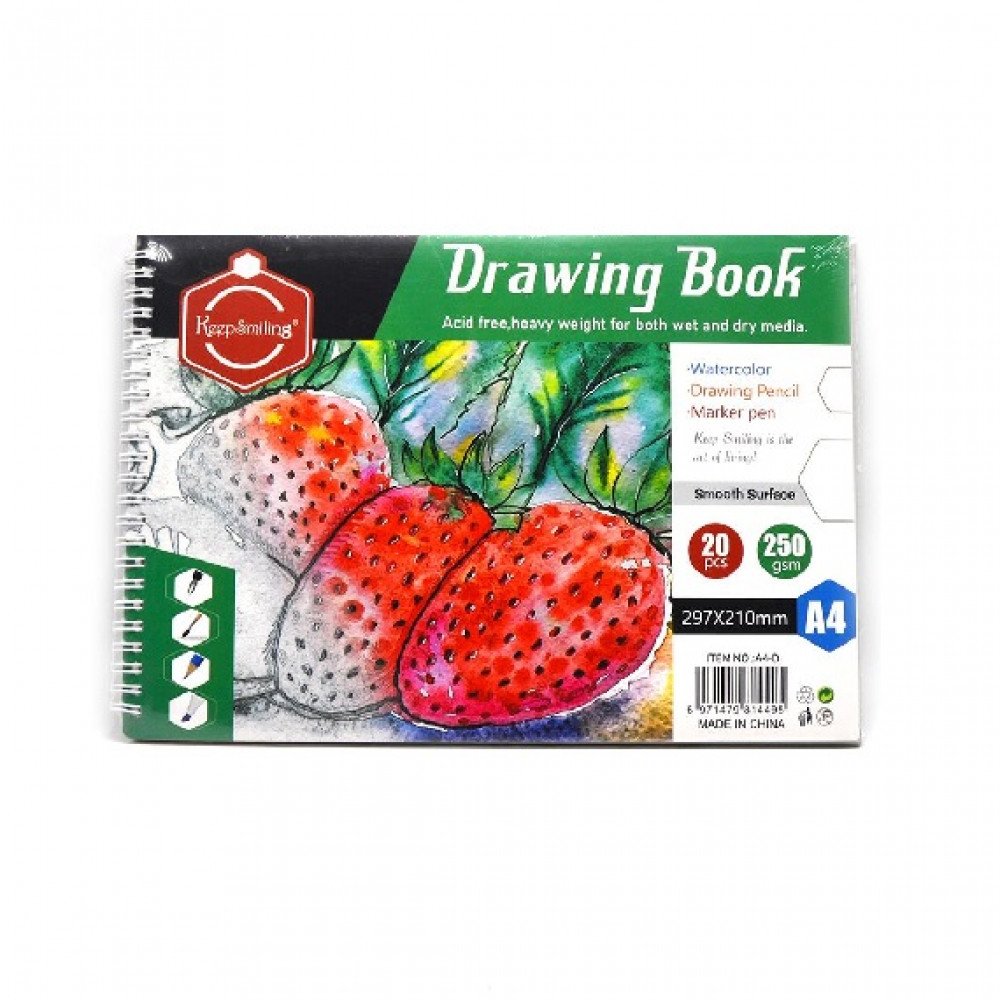 كراسة رسم الوان مائية A4 بسلك 20 ورقة 250 جرام كيب سمايلينج