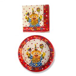 Party Plate and Napkin Set Red Clown