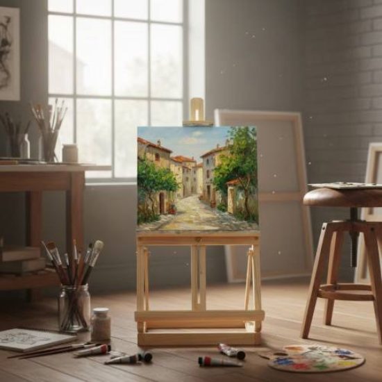 حامل لوحات رسم خشب للطاولة 47 سم قابل للتعديل مع قاعدة للفرش حامل لوحات رسم خشب للطاولة 47 سم قابل للتعديل مع قاعدة للفرش
