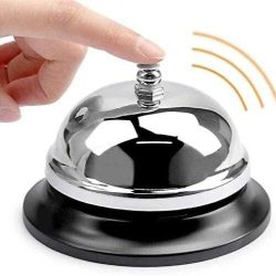 Classic Round Silver Desk Bell With Black Base