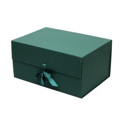 Gift Box Thick Cardboard Foldable With Magnetic Lid Rectangular 33 x 26 x 15 cm Green