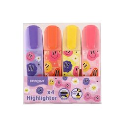 Highlighter Marker KEYROAD 4 Pastel Colors Chisel Tip Rocky Smile