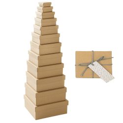 Gift Box Thick Cardboard With Lid Rectangular Brown Kraft Paper Several Sizes