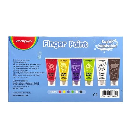KEYROAD Finger Paints 6 Colors, 60ml Squeeze Tubes, Washable KEYROAD Finger Paints 6 Colors, 60ml Squeeze Tubes, Washable