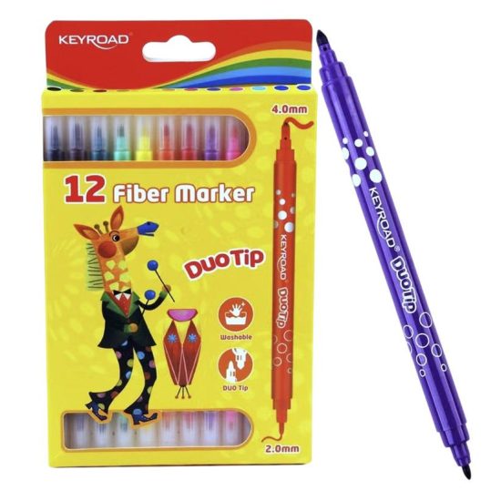 Watercolor Fiber Markers Duo-tip KEYROAD 12 Colors