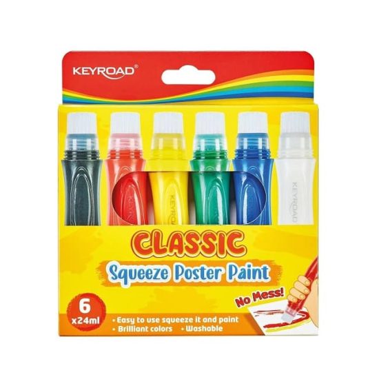 KEYROAD Classic Squeeze Poster Paints (Brush-Tip) – 6 Colors, 24ml KEYROAD Classic Squeeze Poster Paints (Brush-Tip) – 6 Colors, 24ml