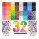 Box of 32-Color Rhinestone Crystals, Including 3 Glue, Tweezers, and a Wax Pen