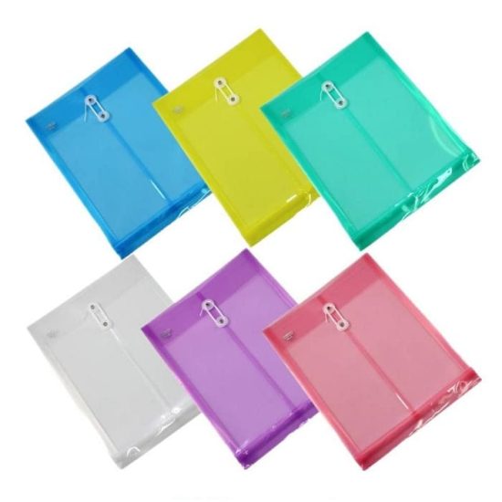 Clear Plastic Document Folder with a Drawstring Closure  A4, Various Colors Trident