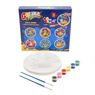 Round Ceramic Sculpture Set Featuring Space-Themed Designs  Includes Paints and Brushes