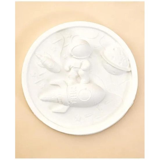 Round Ceramic Sculpture Set Featuring Space-Themed Designs  Includes Paints and Brushes