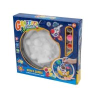 Round Ceramic Sculpture Set Featuring Space-Themed Designs  Includes Paints and Brushes